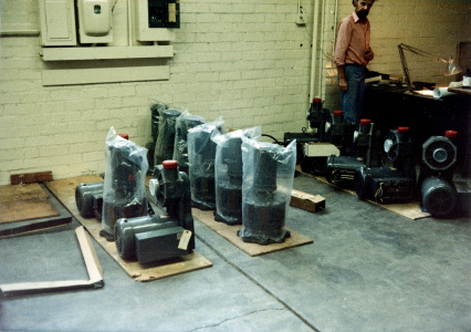 7 Model 120 heads and blowers prior to being assembled.